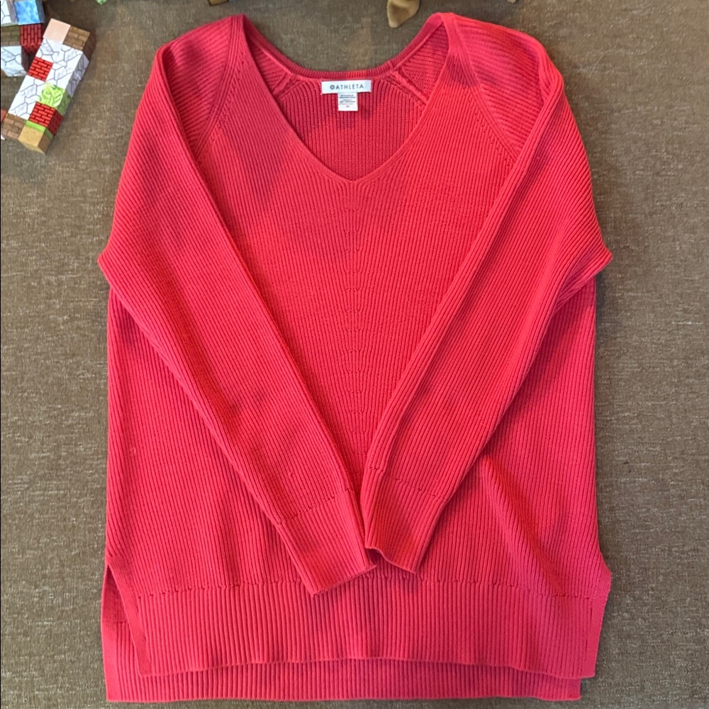 Athleta Vibrant Red V-Neck Sweater